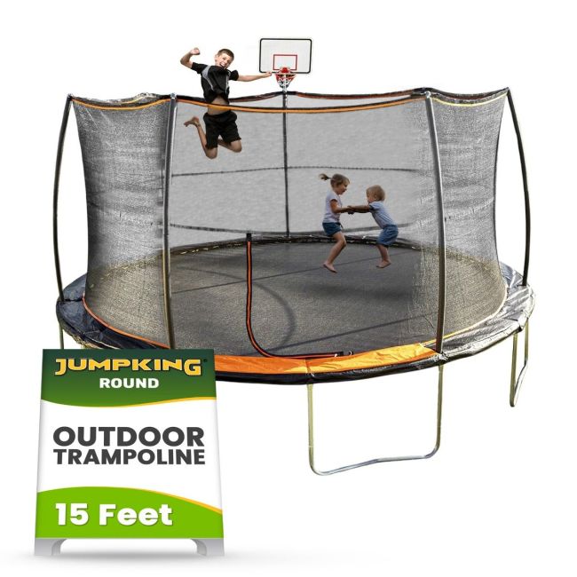 JumpKing 15' Trampoline w/ Basketball Hoop