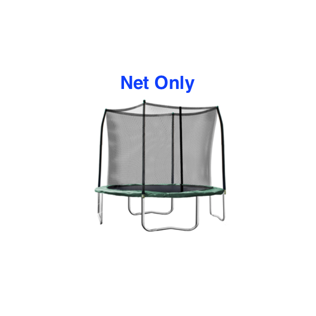 Trampoline Replacement Net for 10 ft Round using 4 Poles and Straps, Fits all 10ft Skywalker with round flat bottom caps | TrampolinePartsandSupply.com Trampoline Replacement Net for 10 ft Round using 4 Poles and Straps, Fits all 10ft Skywalker with round flat bottom caps | TrampolinePartsandSupply.com